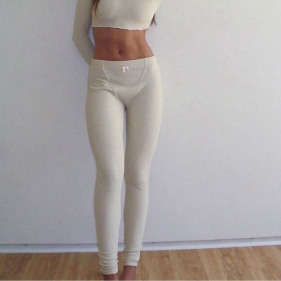 FRANKIES BIKINIS NEW ERIN WAFFLE LEGGING LARGE - Picture 3 of 13